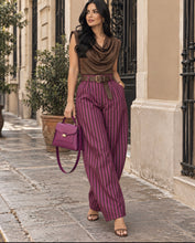 Load image into Gallery viewer, Mulberry Stripe Barrel Pants

