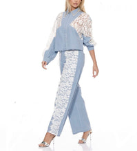 Load image into Gallery viewer, Denim + Lace beaded Set
