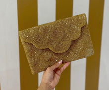 Load image into Gallery viewer, Gold Beaded Clutch Bag

