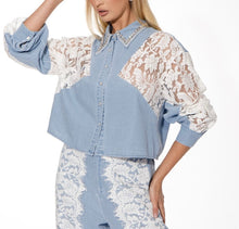 Load image into Gallery viewer, Denim + Lace beaded Set
