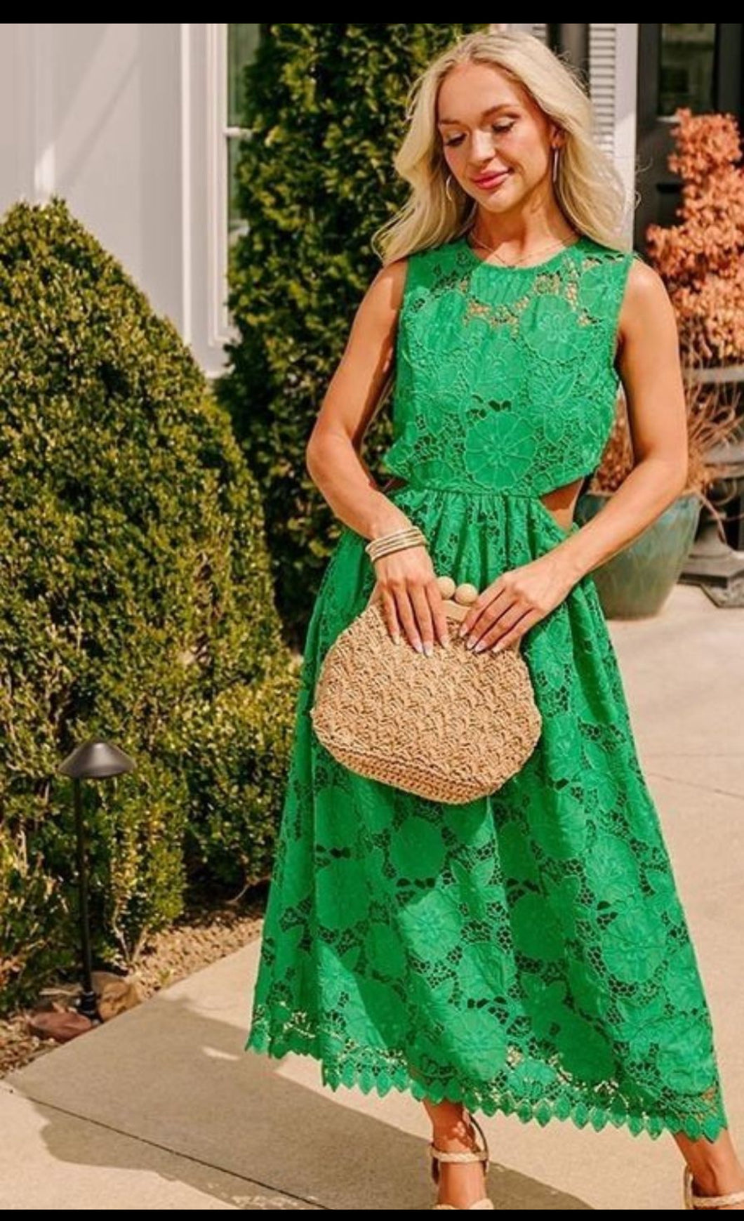 Naples Green Lace Midi Dress