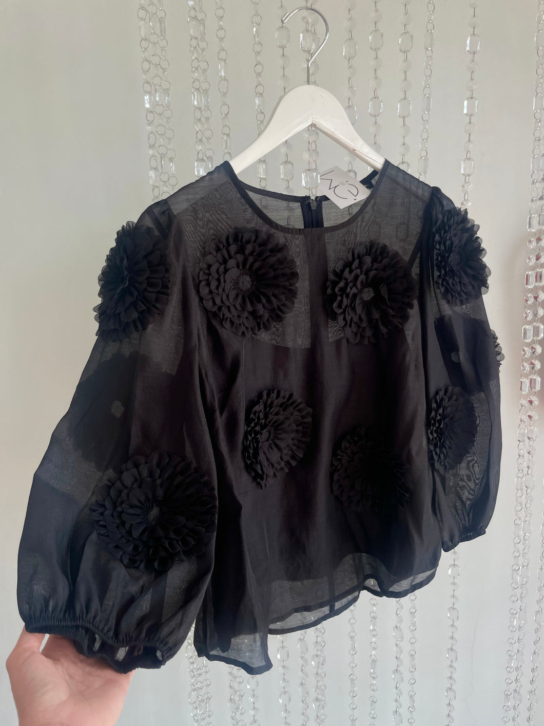 Flower Black Mesh Top